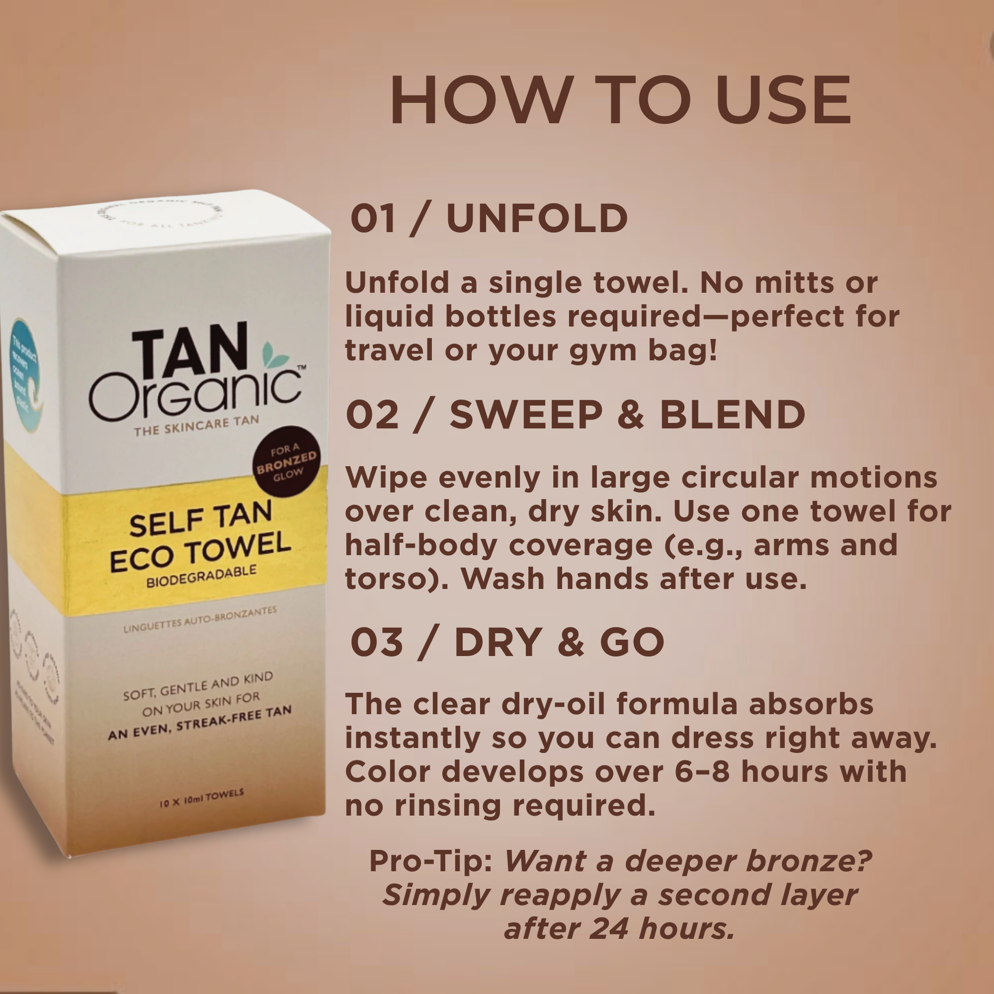 TanOrganic Self Tan Eco Towels 10 X 10ml (10 Pack)